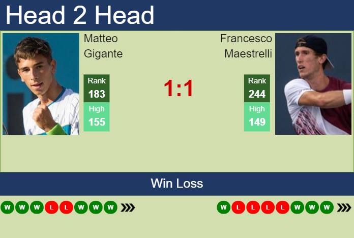 H2H, prediction of Matteo Gigante vs Francesco Maestrelli in Tenerife 2 Challenger with odds, preview, pick | 24th February 2024
