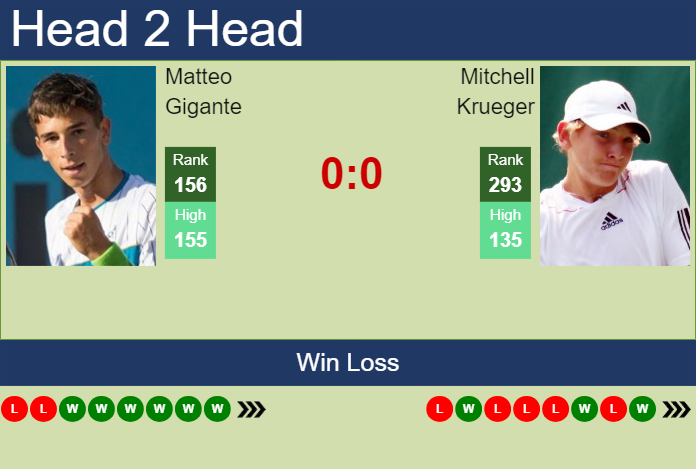 H2H, prediction of Matteo Gigante vs Mitchell Krueger in Tenerife 3 Challenger with odds, preview, pick | 28th February 2024