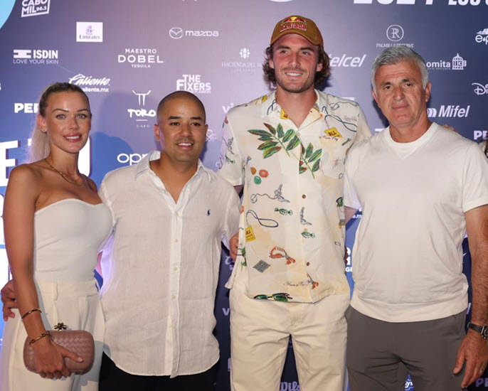 Stefanos Tsitsipas And His Father In Los Cabos