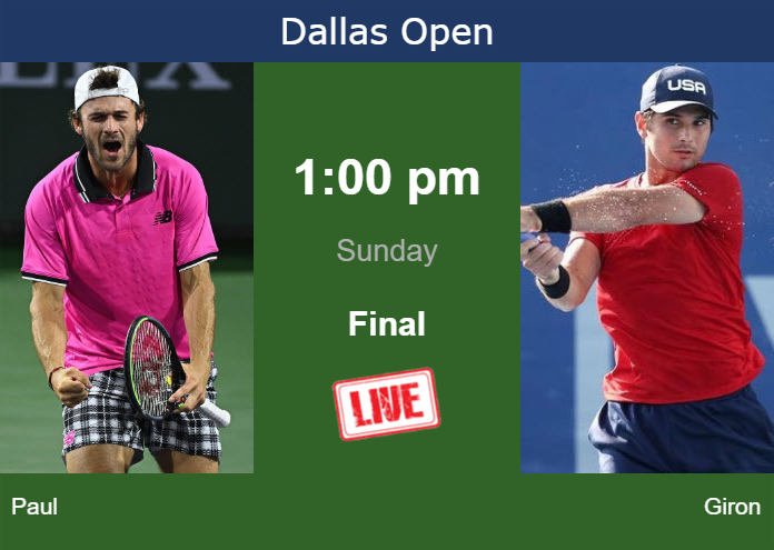 Sunday Live Streaming Tommy Paul vs Marcos Giron