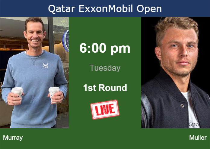 Tuesday Live Streaming Andy Murray vs Alexandre Muller