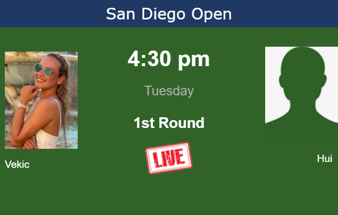 How to watch Vekic vs. Hui on live streaming in San Diego on Tuesday