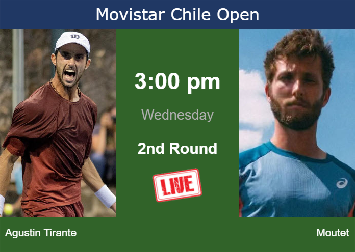 How to watch Agustin Tirante vs. Moutet on live streaming in Santiago on Wednesday Wednesday Live Streaming Thiago Agustin Tirante vs Corentin Moutet