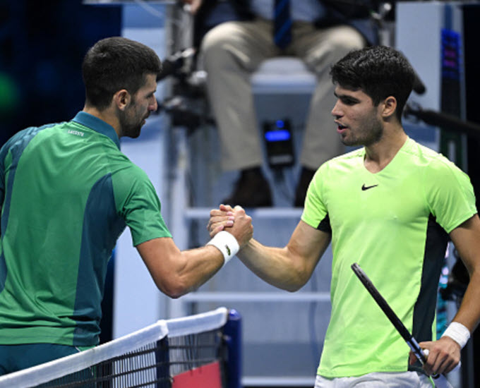 Djokovic And Alcaraz Shake Hands