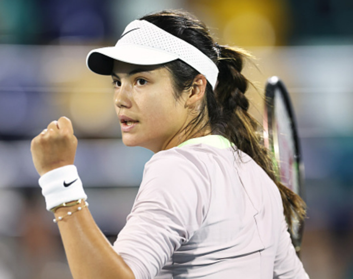 Emma Raducanu reacts to beating Bouzkova before facing Ons Jabeur in