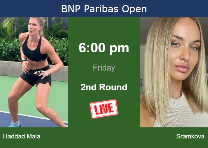 How to watch Haddad Maia vs. Sramkova on live streaming in Indian Wells on Friday
