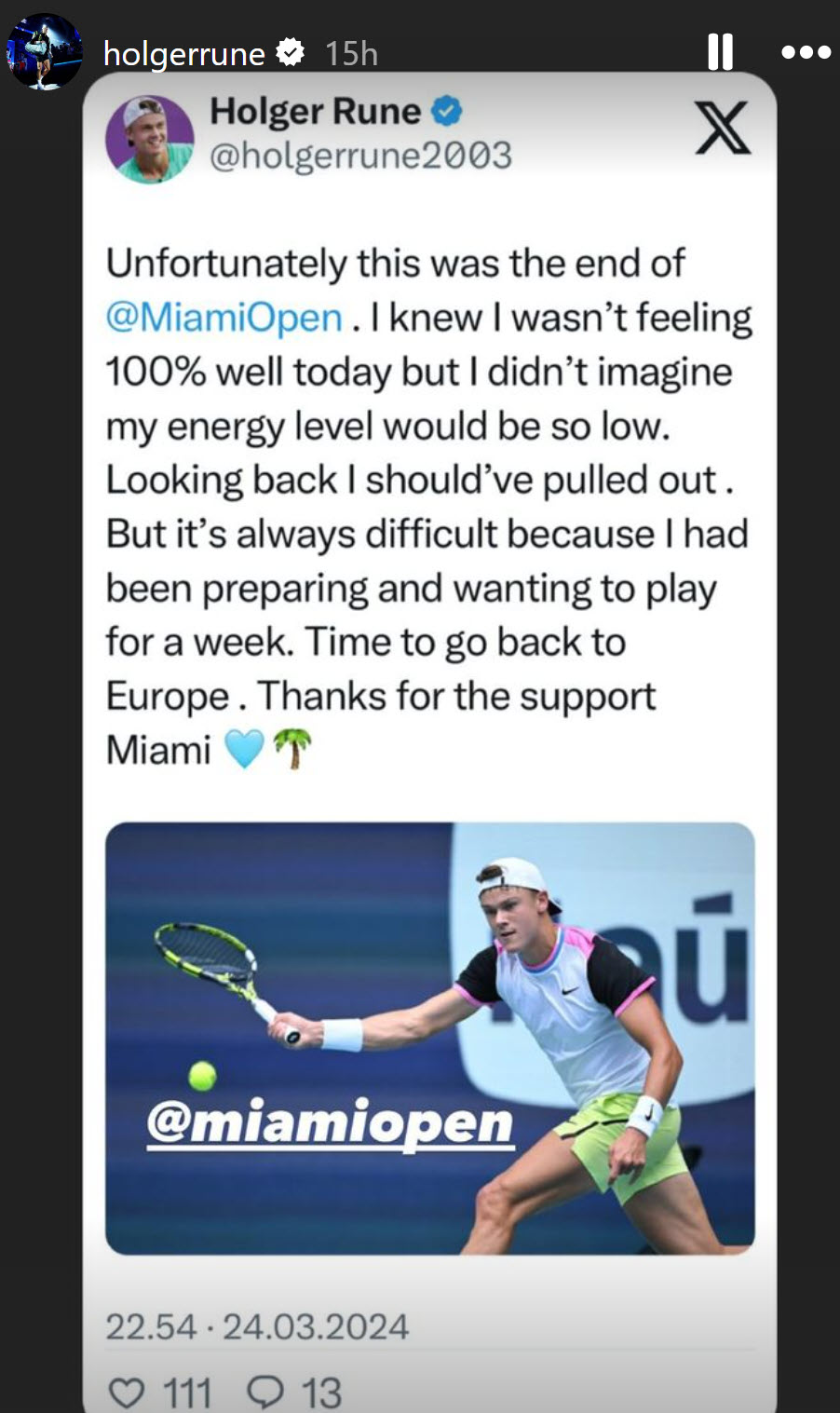 Holger Rune Hit By A Virus