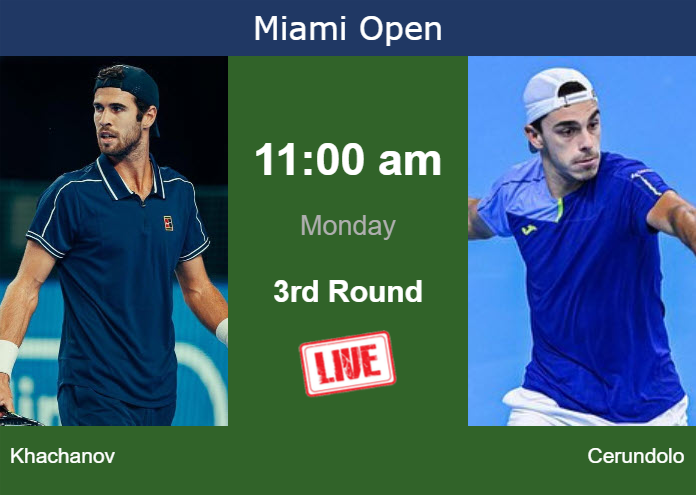 How to watch Khachanov vs. Cerundolo on live streaming in Miami on Monday