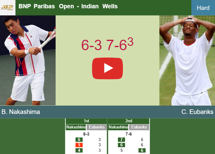 Brandon Nakashima surprises Eubanks in the 1st round to battle vs Lehecka at the BNP Paribas Open. HIGHLIGHTS – INDIAN WELLS RESULTS