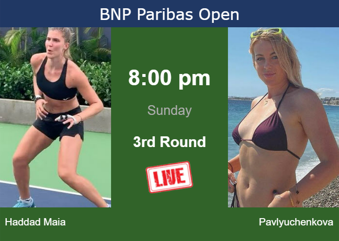 How to watch Haddad Maia vs. Pavlyuchenkova on live streaming in Indian Wells on Sunday