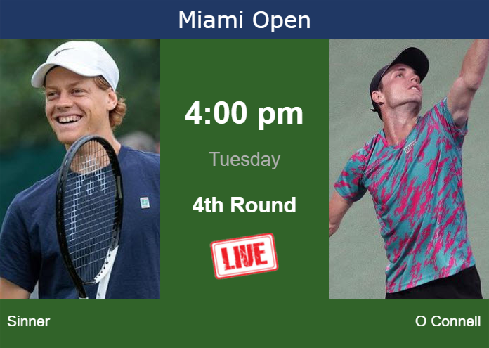 How to watch Sinner vs. O Connell on live streaming in Miami on Tuesday Tennis Tonic News Predictions H2H Live Scores stats