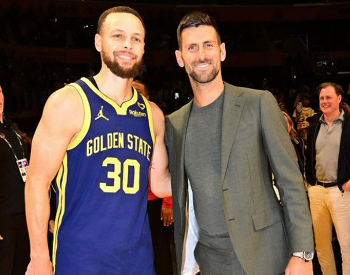 Novak Djokovic meets basketball star Stephen Curry