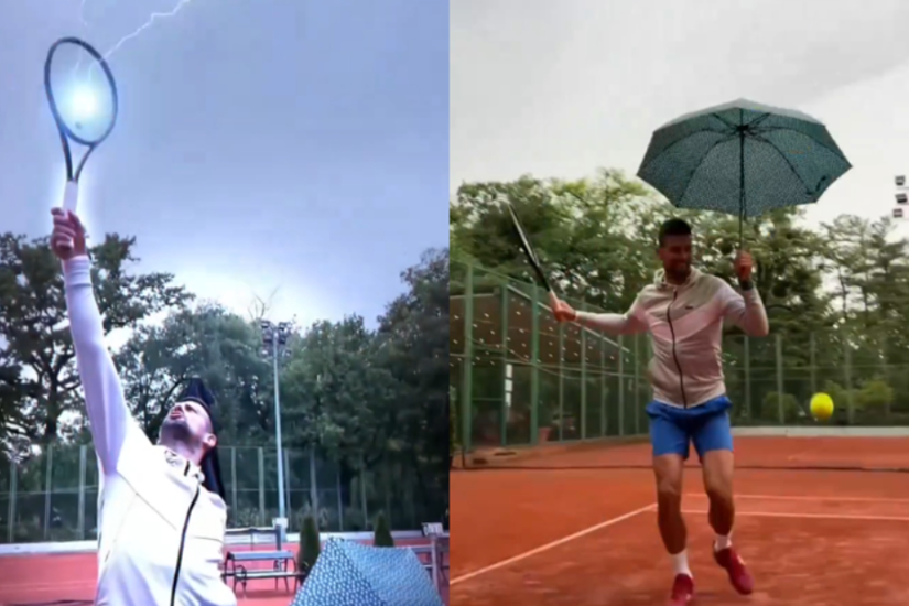 Funny Novak Djokovic Posts A Weird Video Of Him Training In The Rain In Spain