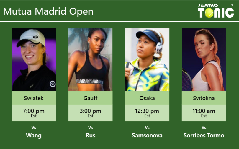 PREDICTION, PREVIEW, H2H: Swiatek, Gauff, Osaka and Svitolina to play on Thursday – Mutua Madrid Open