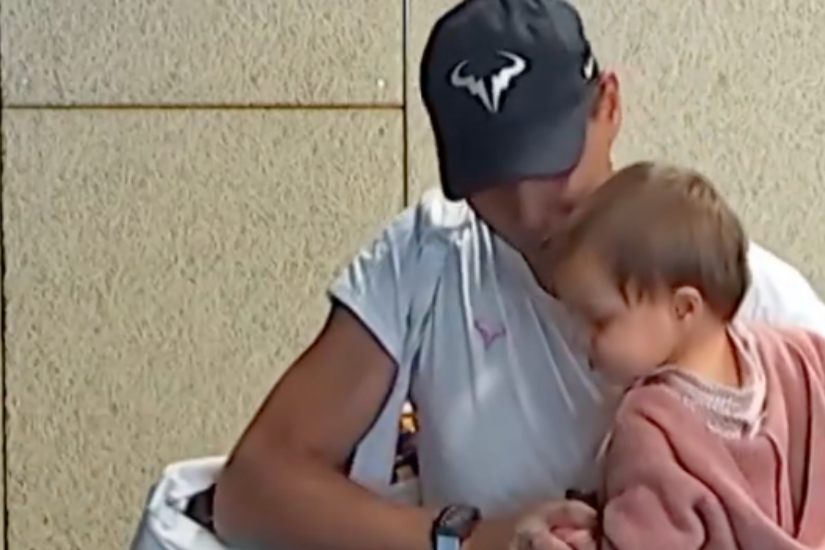 Lovely Nadal caught hugging and kissing his son in Madrid