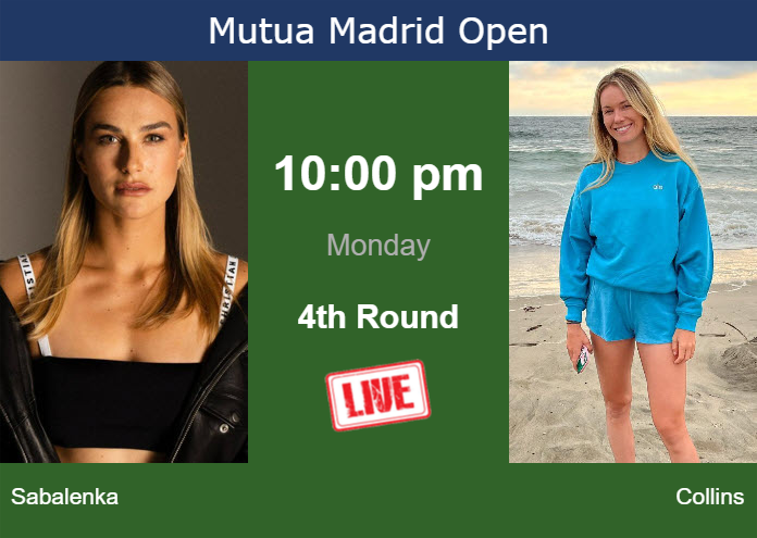 Monday Live Streaming Aryna Sabalenka vs Danielle Rose Collins