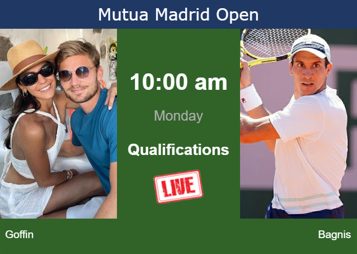 How to watch Goffin vs. Bagnis on live streaming in Madrid on Monday