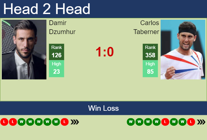 H2H, prediction of Damir Dzumhur vs Carlos Taberner in Bucharest with odds, preview, pick | 14th April 2024