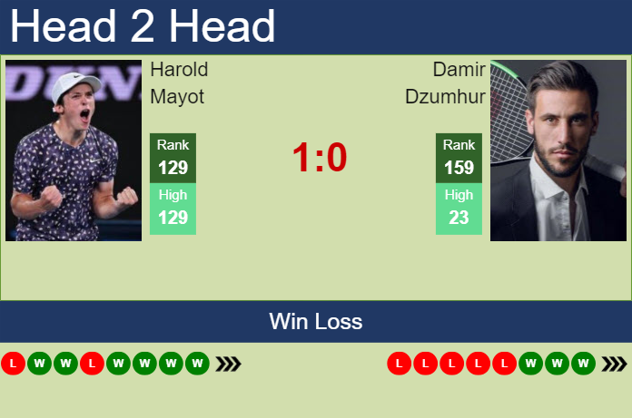 H2H, prediction of Harold Mayot vs Damir Dzumhur in Barletta Challenger with odds, preview, pick | 7th April 2024