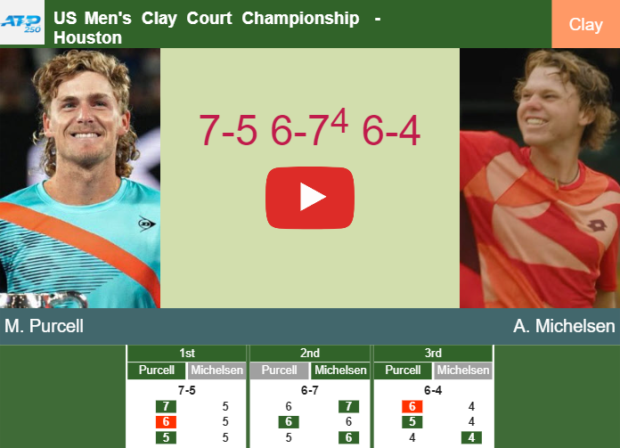 Max Purcell bests Michelsen in the 1st round to clash vs Mmoh at the US Men’s Clay Court Championship. HIGHLIGHTS – HOUSTON RESULTS