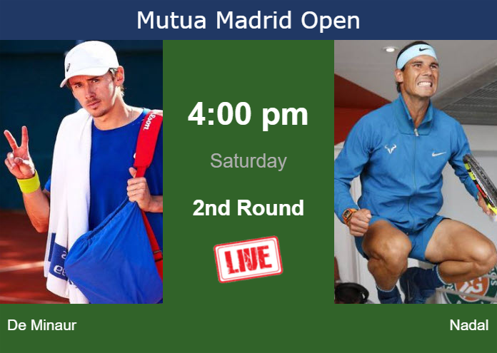 Saturday Live Streaming Alex De Minaur vs Rafael Nadal