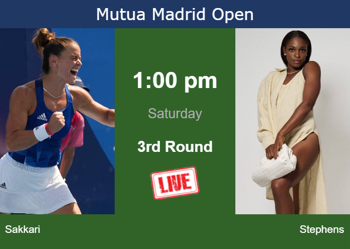 How to watch Sakkari vs. Stephens on live streaming in Madrid on Saturday
