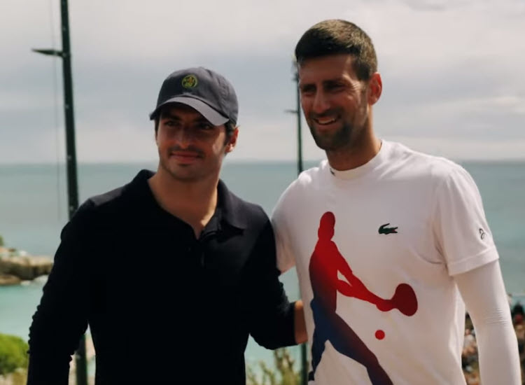 F1 Carlos Sainz meets Novak Djokovic and Jannik Sinner