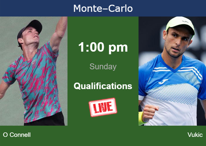 How to watch O Connell vs. Vukic on live streaming in Monte-Carlo on Sunday