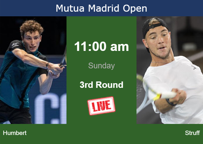 How to watch Humbert vs. Struff on live streaming in Madrid on Sunday