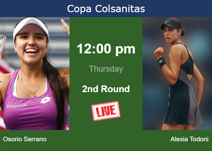 Thursday Live Streaming Maria Camila Osorio Serrano vs Anca Alexia Todoni