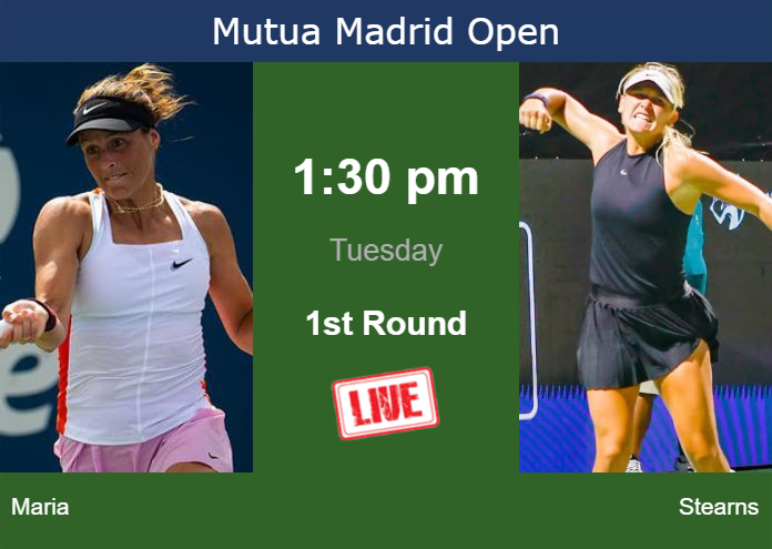 How to watch Maria vs. Stearns on live streaming in Madrid on Tuesday