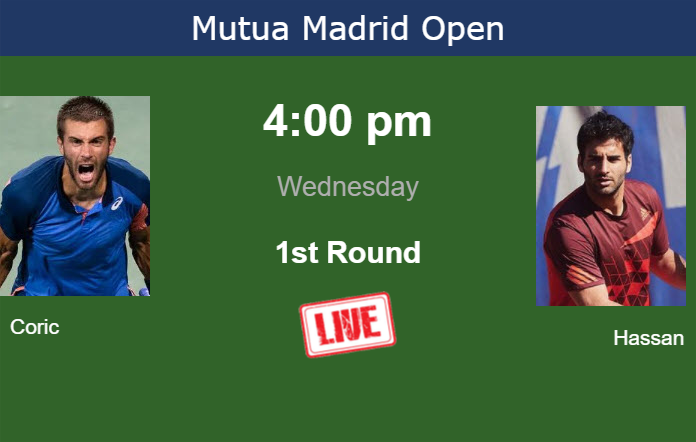 How to watch Coric vs. Hassan on live streaming in Madrid on Wednesday