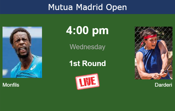 How to watch Monfils vs. Darderi on live streaming in Madrid on Wednesday