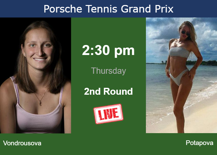 Wednesday Live Streaming Marketa Vondrousova vs Anastasia Potapova
