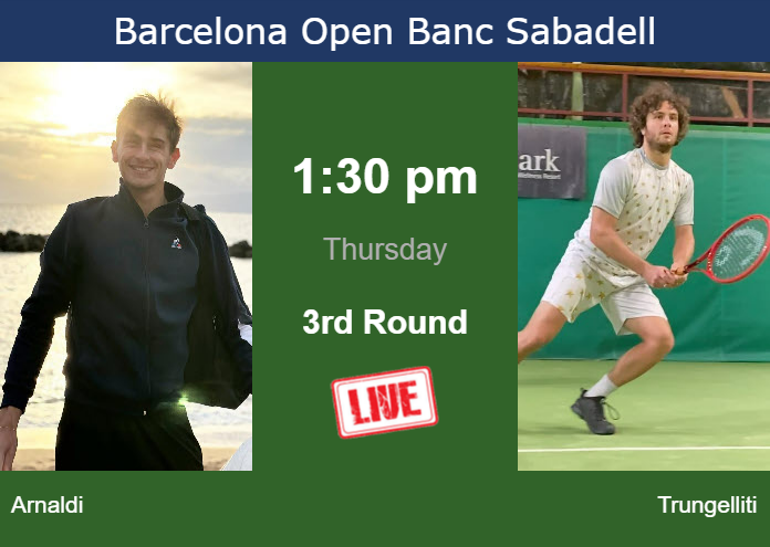How to watch Arnaldi vs. Trungelliti on live streaming in Barcelona on Thursday