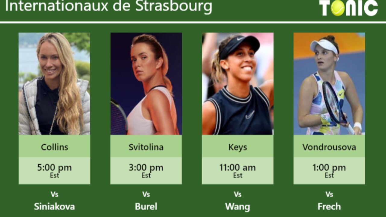 PREDICTION, PREVIEW, H2H: Collins, Svitolina, Keys and Vondrousova to play  on Wednesday - Internationaux de Strasbourg - Tennis Tonic - News,  Predictions, H2H, Live Scores, stats