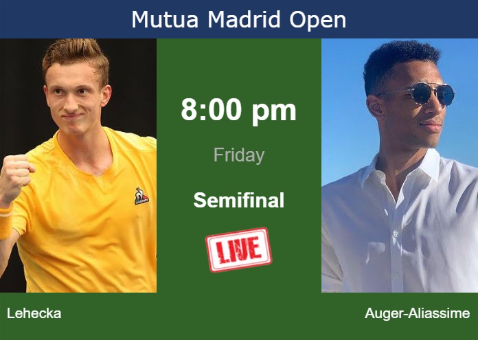 How to watch Lehecka vs. Auger-Aliassime on live streaming in Madrid on Friday