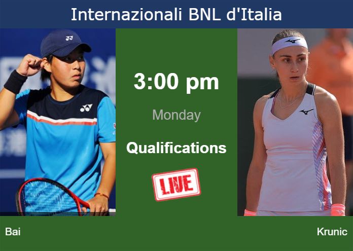 How to watch Bai vs. Krunic on live streaming in Rome on Monday
