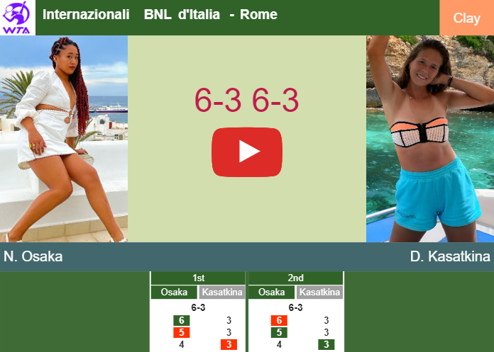 Naomi Osaka stuns Kasatkina in the 3rd round to play vs Zheng. HIGHLIGHTS – ROME RESULTS