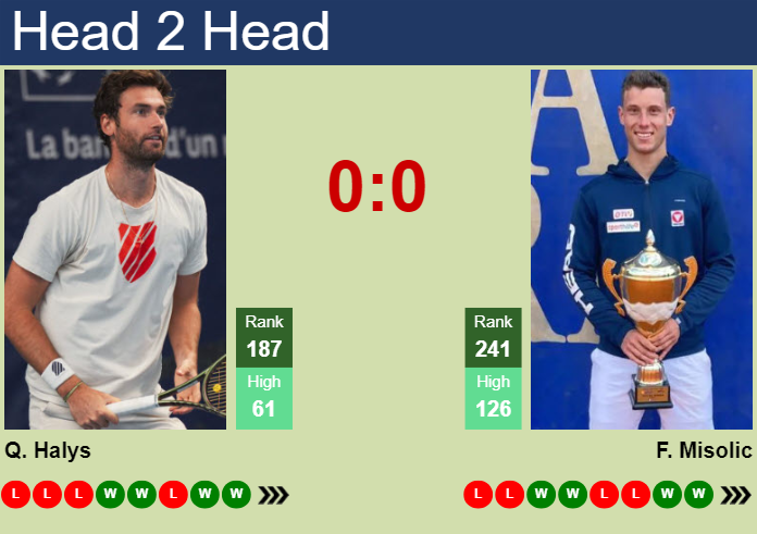 H2H, prediction of Quentin Halys vs Filip Misolic at the French Open with odds, preview, pick | 24th May 2024