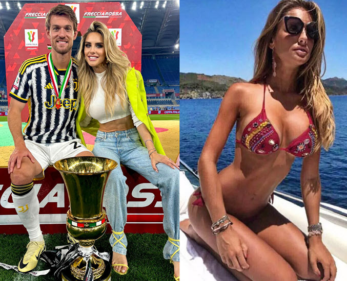 Rugani and his attractive spouse Michela Persico celebrate Coppa Italia victory