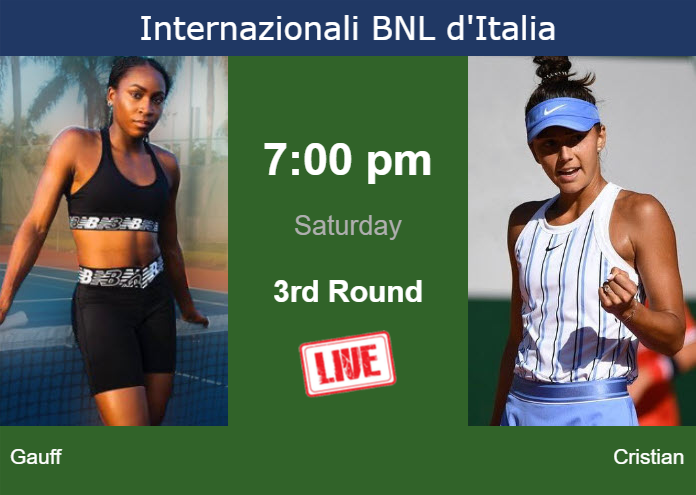 How to watch Gauff vs. Cristian on live streaming in Rome on Saturday