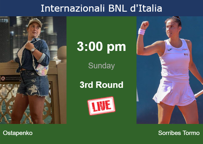 How to watch Ostapenko vs. Sorribes Tormo on live streaming in Rome on Sunday