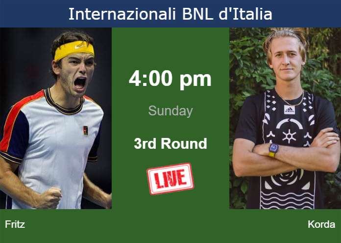 How to watch Fritz vs. Korda on live streaming in Rome on Sunday