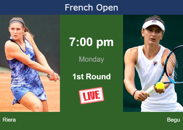 How to watch Riera vs. Begu on live streaming at the French Open on Monday