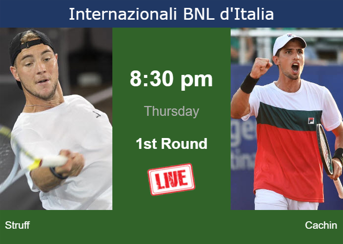 How to watch Struff vs. Cachin on live streaming in Rome on Thursday