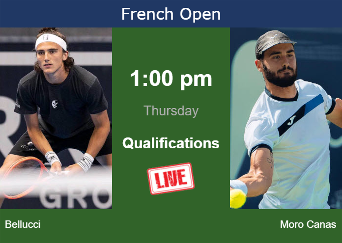 How to watch Bellucci vs. Moro Canas on live streaming at the French Open on Thursday Thursday Live Streaming Mattia Bellucci vs Alejandro Moro Canas
