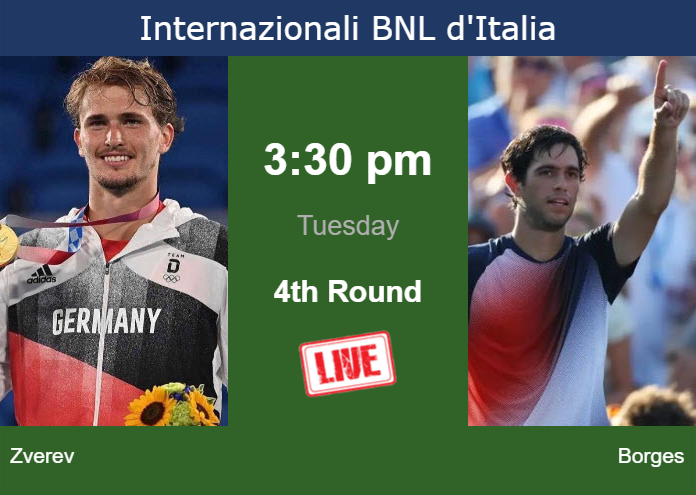 How to watch Zverev vs. Borges on live streaming in Rome on Tuesday