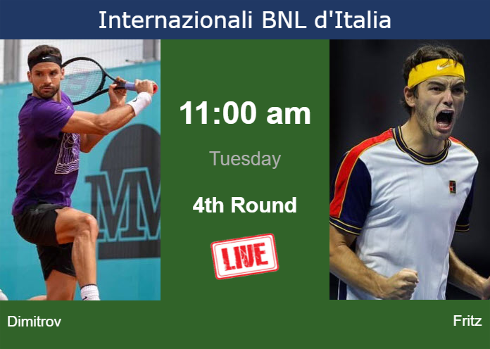 How to watch Dimitrov vs. Fritz on live streaming in Rome on Tuesday