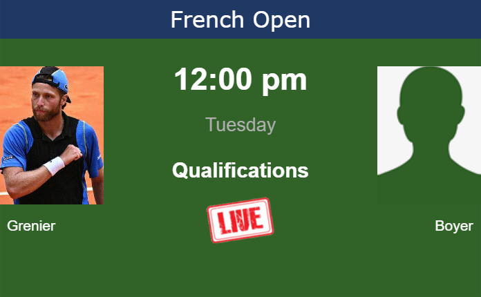 How to watch Grenier vs. Boyer on live streaming at the French Open on Tuesday